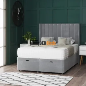 Amelia Winged Divan Bed with Storage and Floor Headboard