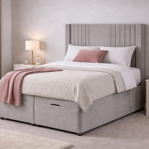 Home sunrise winged floor standing headboard ottoman storage divan bed