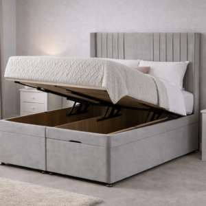 sunrise winged floor standing headboard ottoman storage divan bed