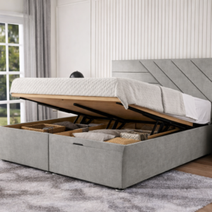 paris ottoman storage divan bed with floor standing wing headboard