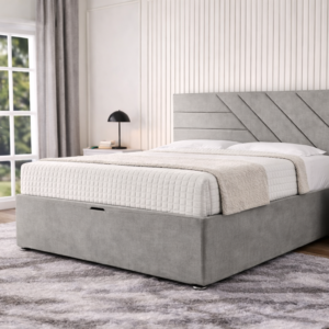 paris ottoman storage divan bed with floor standing wing headboard