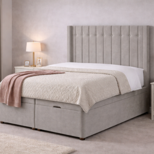 Home pollo 14 panel ottoman storage divan bed with headboard