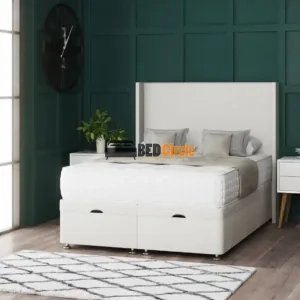 Jane Ottoman Storage Divan Bed With Floor Standing Wing Headboard