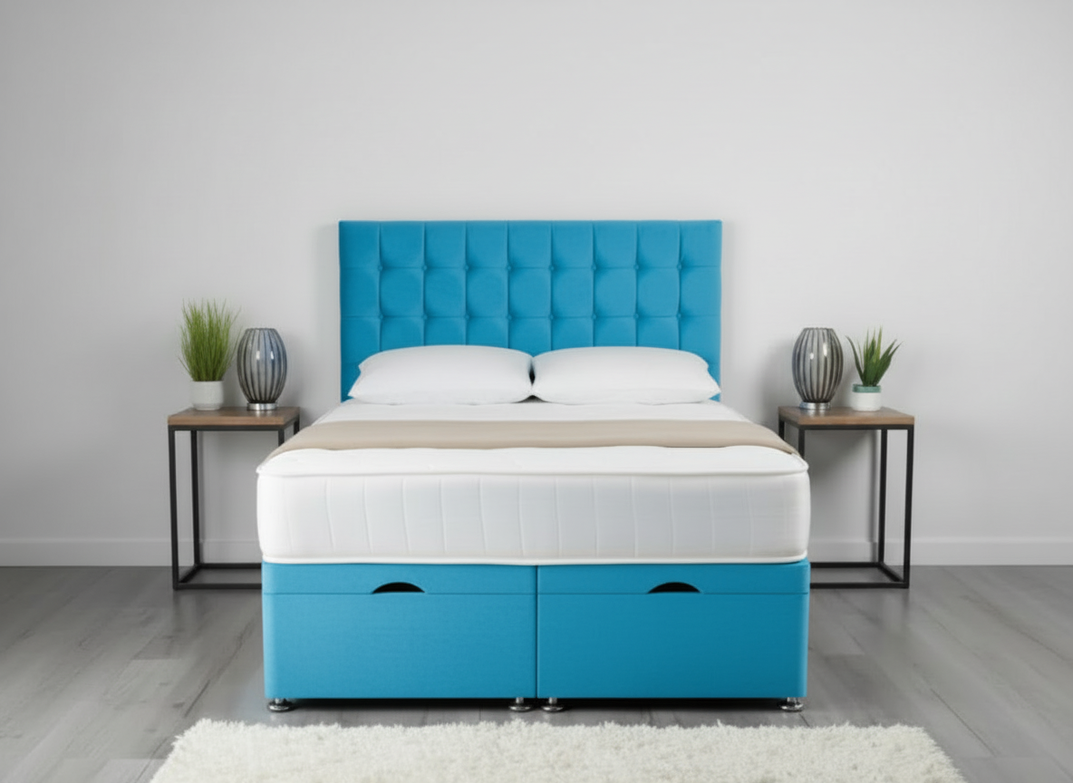 omega ottoman storage divan bed with floor standing wing headboard omega ottoman storage divan bed with floor standing wing headboard