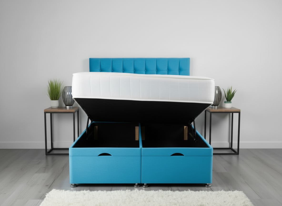 omega ottoman storage divan bed with floor standing wing headboard omega ottoman storage divan bed with floor standing wing headboard