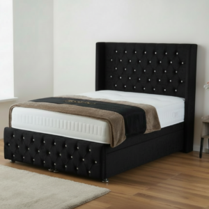 princess ottoman storage divan bed with floor standing wing headboard