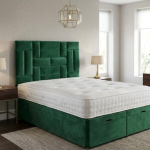 Home medusa ottoman storage divan bed finished with a 54'' floorstanding multi panel headboard