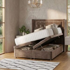 3 panel ottoman storage divan bed with headboard